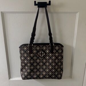 Brighton Black and Cream Patterned Tote